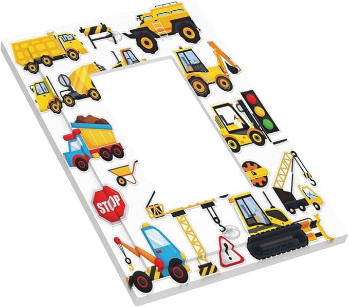 Yellow Truck Cartoon Transportation 1 Gang Rocker Light Switch Plate Single Decora Outlet Wall Plate Cover Faceplate Decorative Switchplate GFCI for Kidroom Bathroom Living Room Bedroom Decorate