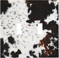 Decorative 2 Gang Double Toggle Light Switch Cover Western Black White Brown Cow Highland Cowhide Wild Animal Fur Skin Spots Cheetah Leopard Print Wall Plate Electrical Dual Device Switch Face Plate