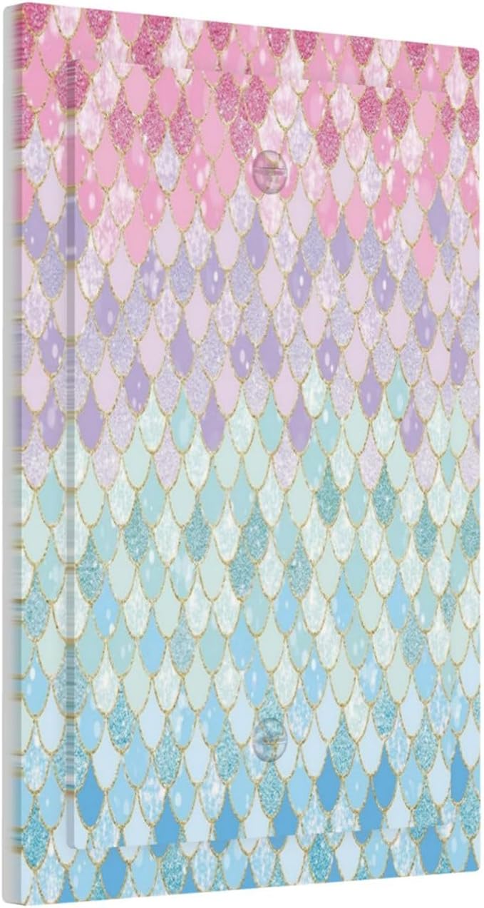 Colorful Mermaid Scales 1 Gang Light Switch Cover No Device Wall Plate Decorative Blank Switchplate Electrical Faceplate for Girls Bedroom Kids Baby Nursery Living Room Art Panel Decorate