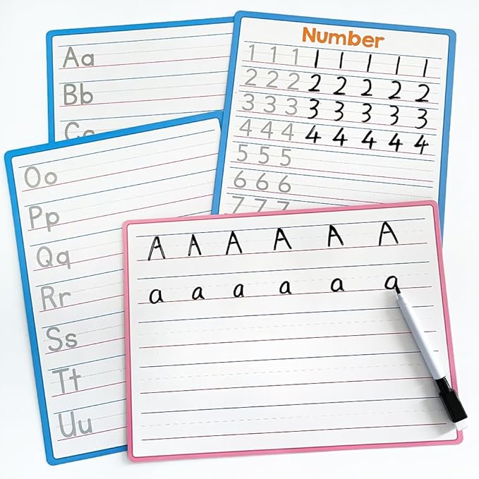Lachilly Double Sided Dry Erase Handwriting Practice Boards – Alphabet A-Z and Number 1-10 Tracing Board for Kids – Write, Wipe, and Reuse – Perfect for Kindergarten and Preschool