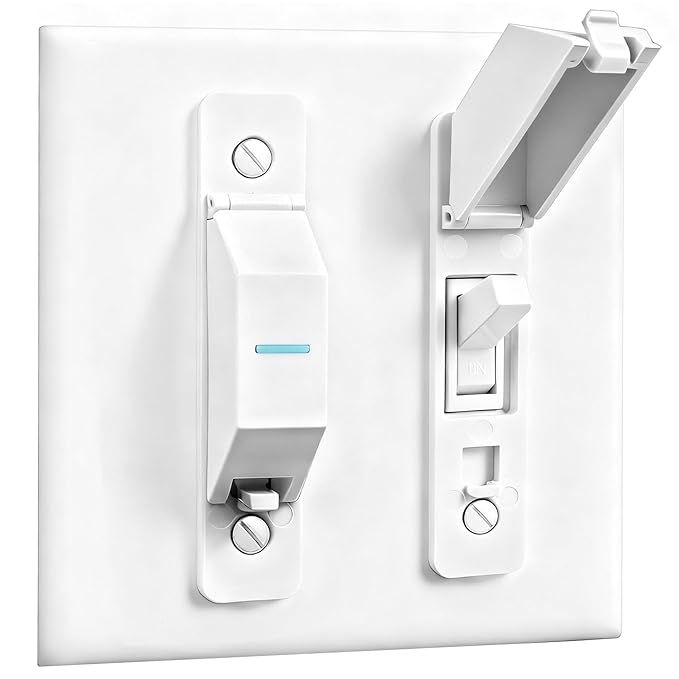 2 Pack Light Switch Cover Guard,Wall Light Switch Lock With Glow In The Dark Effect, Child Proof Wall Switch Cover Keeps Lights or Switches from Being Accidentally Turned ON or OFF （White)