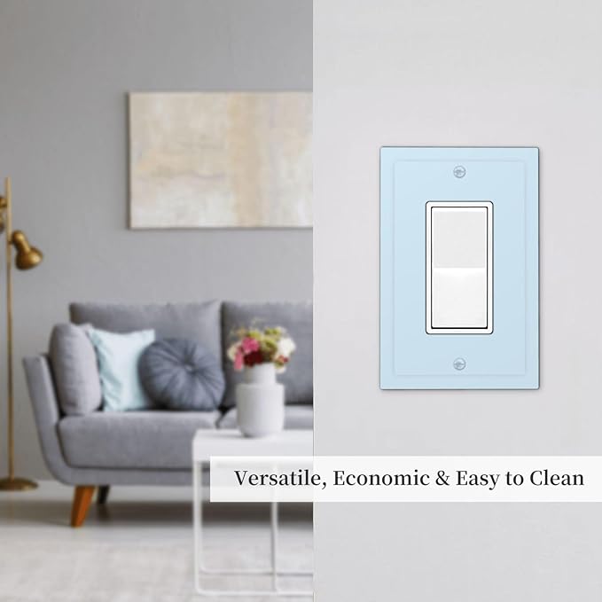 Decorative Royal/Light/Navy Blue 1 Gang Rocker/Decorator Outlet Light Switch Wall Plate Cover, Trendy Modern Solid Teal/Aqua Blue GFCI Outlet Switch Face Wallplate Covers
