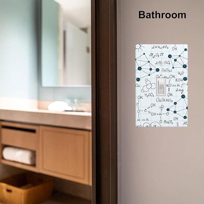 Chemical Formula 1-Gang Toggle Light Switch Plate, Light Blue Science Wall Plate for Classroom, Study Room, Office & Kids Room