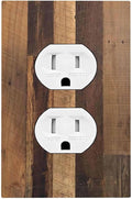 Outlet Covers Natural Wood Brown Wooden Planks 1 Gang Duplex Light Switch Cover Decorative Switch Plates Electrical Receptacle Faceplate Wall Plate For Farmhouse Cabin Decor