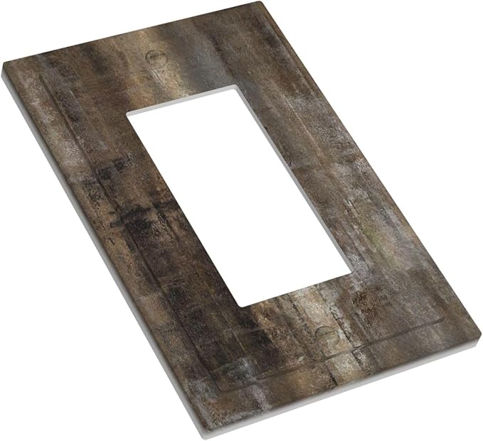 Light Switch Cover Plate Tan Brown Rustic Abstract Wood Vintage Wooden 1 Gang Outlet Covers Single Rocker Decorative Switch plates Electrical Wall Plates GFCI Receptacle for Farmhouse Home