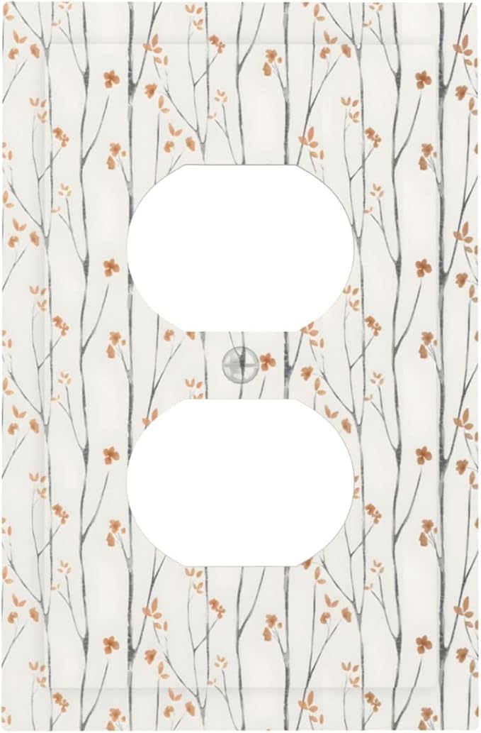 Boho Floral Watercolor Tree Branch Flower Minimalist Outlet Covers 1 Gang Duplex Light Switch Cover Decorative Switch Plates Electrical Receptacle Faceplate Wall Plate for Bedroom Living Room Decor