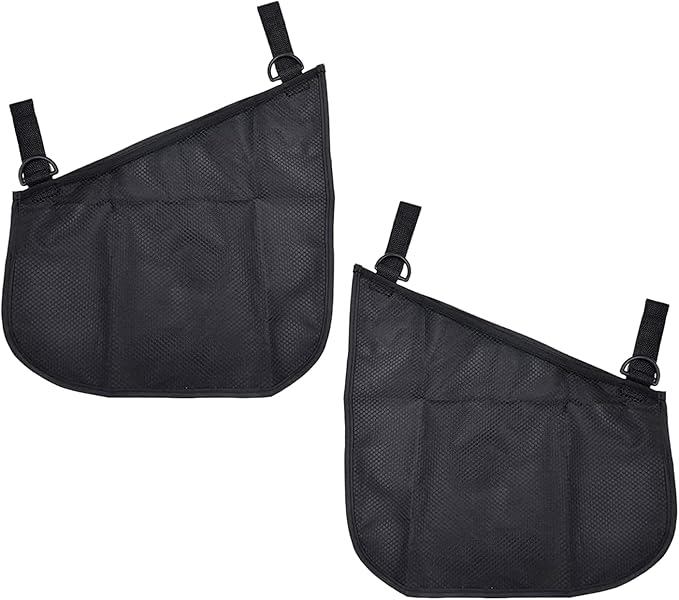2 Pack Side Sling Cargo Stroller Net, Universal Stroller Organizer Bag, Non-Slip and Adjustable Straps Storage Mesh Cargo Net for Stroller Storage (Black)