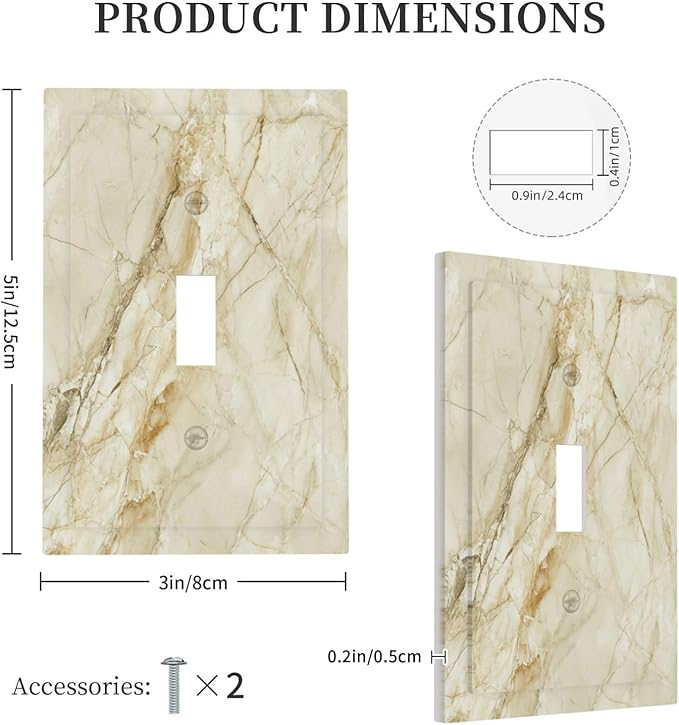 Light Switch Cover Plate Creamy Beige Marble Abstract Minimalism 1 Gang Wall Plate Cover Single Toggle Outlet Covers Decorative Switch Plate Covers Electrical Faceplate for Bathroom Home