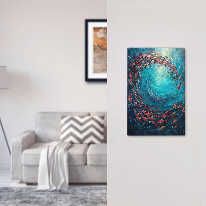 Ocean Fish School Of Fish Vortex Deep Sea Light Switch Cover Plate 1 Gang No Device Blank Electrical Wall Plates Faceplate Decorative Switch Plate Covers for Kids Room Bedroom Decor