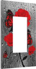 Blush Pink Gray Rose Flower 1 Gang Rocker Outlet Light Switch Wall Plate Cover Electrical Faceplate Switchplates Girls Red Butterfly Rose Floral Farmhouse Abstract Bathroom Bedroom Home Decor 5" x 3