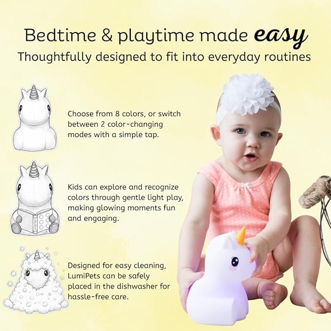 Lumipets, Night Light Kids, Kids Lamp, Kids Night Light, Baby Nightlight, Toddler Nightlight, Cute Unicorn Night Light for Girls, Kids Room, Rechargeable Battery