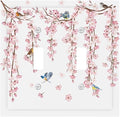 Pink Cherry Blossom Flower Vine Floral Tree Branch Birds Decorative Switch Plates 2 Gang Double Toggle Outlet Light Switch Cover Wall Plate Electrical Faceplate for Bedroom Living Room Decor