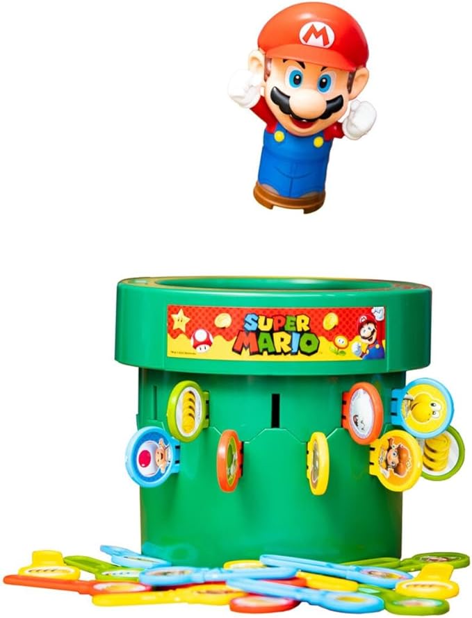 TOMY Pop Up Super Mario Game - Activities for Indoor Recess or Family Game Night - Officially Licensed Super Mario Toys for Kids - 2-4 Players - Ages 4 Years and Up