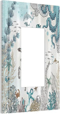 Sea Turtle Octopus Ocean Underwater Animal 1 Gang Rocker Light Switch Covers Decorative Unique Single Decora Outlet Wall Plate Faceplate Switchplate GFCI for Kitchen Bedroom Bathroom Decor