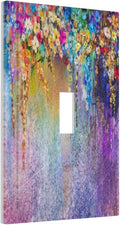 Colorful Floral Watercolor Flower 1 Gang Light Switch Cover Decorative Purple Single Toggle Wall Plate Switchcovers Electrical Switchplate Home Decor for Farmhouse Living Room Bedroom Decorate