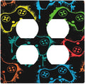 Gaming Hippie Gamer Modern Gamepad Colorful Graffiti Outlet Covers 2 Gang Double Duplex Decorative Light Switch Covers Electrical Wallplates Socket Faceplate for Kids Room Nursery Decor