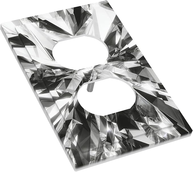 Sparkling Diamond Cut Duplex Wall Plate - 1-Gang Standard US Size Crystal Glam Outlet Covers for Living Room Bedroom Bathroom Decor