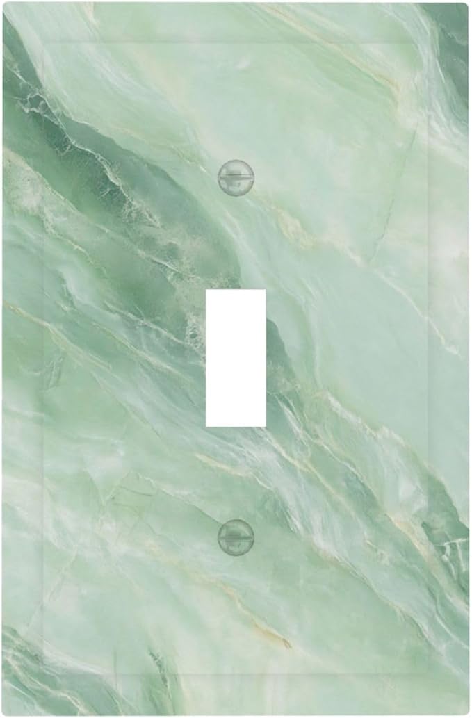 Outlet Covers Green Marble Luxury Abstract 1 Gang Duplex Light Switch Cover Plate Decorative Wall Plates Electrical Switchplate Receptacle for Bathroom Bedroom Decor（2 Pack）