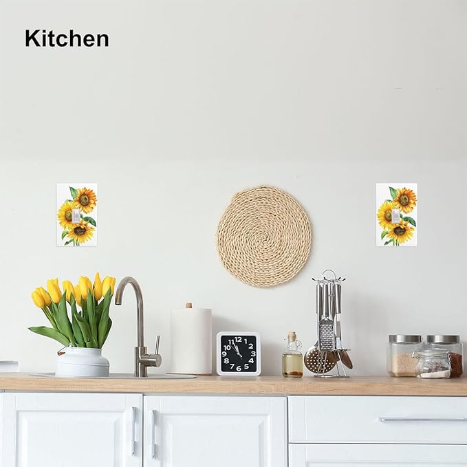 Watercolor Sunflower 1-Gang Toggle Light Switch Plate, Sunflower Bouquet Wall Plate for Bedroom, Bathroom, Kitchen & Sunroom