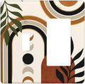 Boho Mid Century Arch Plant Leaves Sun Moon Outlet Covers 1 Toggle 1 Rocker Combination Decorative Wall Plate Electrical Switch Plates Light Switch Cover Plate for Bedroom Living Room Decor
