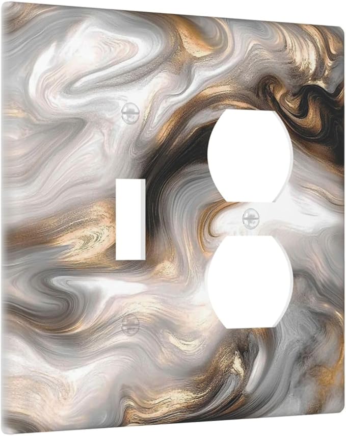Wallplates Grey Brown Swirl Marble Texture 1 Toggle 1 Duplex Switch Plate Electrical Gfci Faceplate Decorative Light Switch Covers For Bathroom Kitchen Decor
