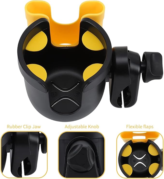 Accmor Stroller Cup Holder with Phone Holder, Bike Cup Holder, Universal Cup Holder for Uppababy Nuna Doona Strollers, 2-in-1 Cup Phone Holder for Stroller Bike Accessory
