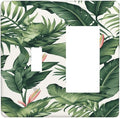 Tropical Leaf Jungle Botanical Palm Tree Greenery Floral Outlet Covers 1 Toggle 1 Rocker Combination Decorative Wall Plate Electrical Switch Plates Light Switch Cover Plate for Bedroom Living Room