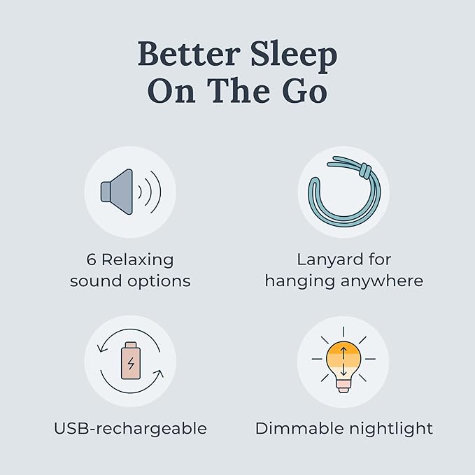 Yogasleep Travel Mini Portable White Noise Sound Machine (2 Pack) 6 Soothing Sounds, Volume Control, Dimmable Night Light, Sleep Therapy for Adults & Kids, USB Rechargeable, Lanyard Included