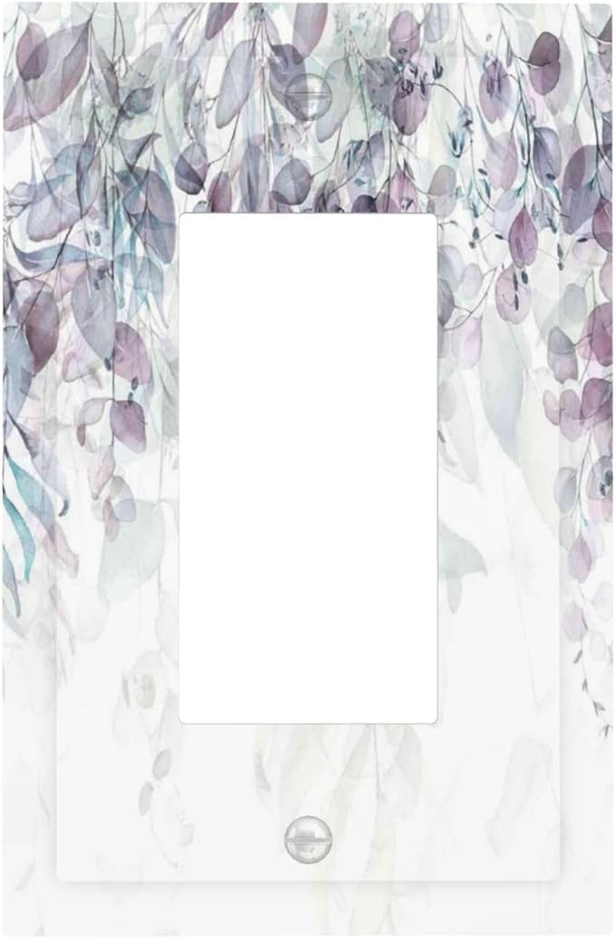 Hazy Leaves Ivy Nature Plants Eucalyptus Leave Decorative Outlet Covers 1 Gang Single Rocker Light Switch Cover Plate Wall Plates GFCI Faceplate for Bedroom Home Decor