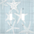 Beach Starfish Vintage Wood Rustic Country Ocean Decorative Switch Plates 2 Gang Double Toggle Outlet Light Switch Cover Wall Plate Electrical Faceplate for Farmhouse Kids Room Decor