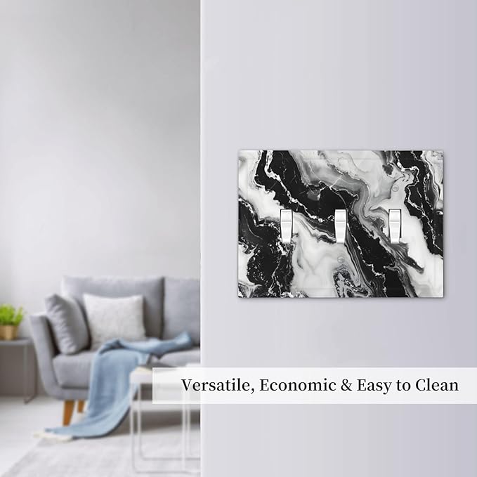 Ink Painting Marble Black White Abstract Luxurious Print Decorative Switch Plates 3 Gang Wall Plate Triple Toggle Light Switch Cover Faceplate Electrical Wall Panels for Kitchen Office Decor