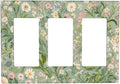 Decorative Light Switch Plate with Vintage Wildflowers & Daisies on Light Green Background Design 3 Gang Outlet Covers Triple Rocker Wall Plate Switch Plate Cover