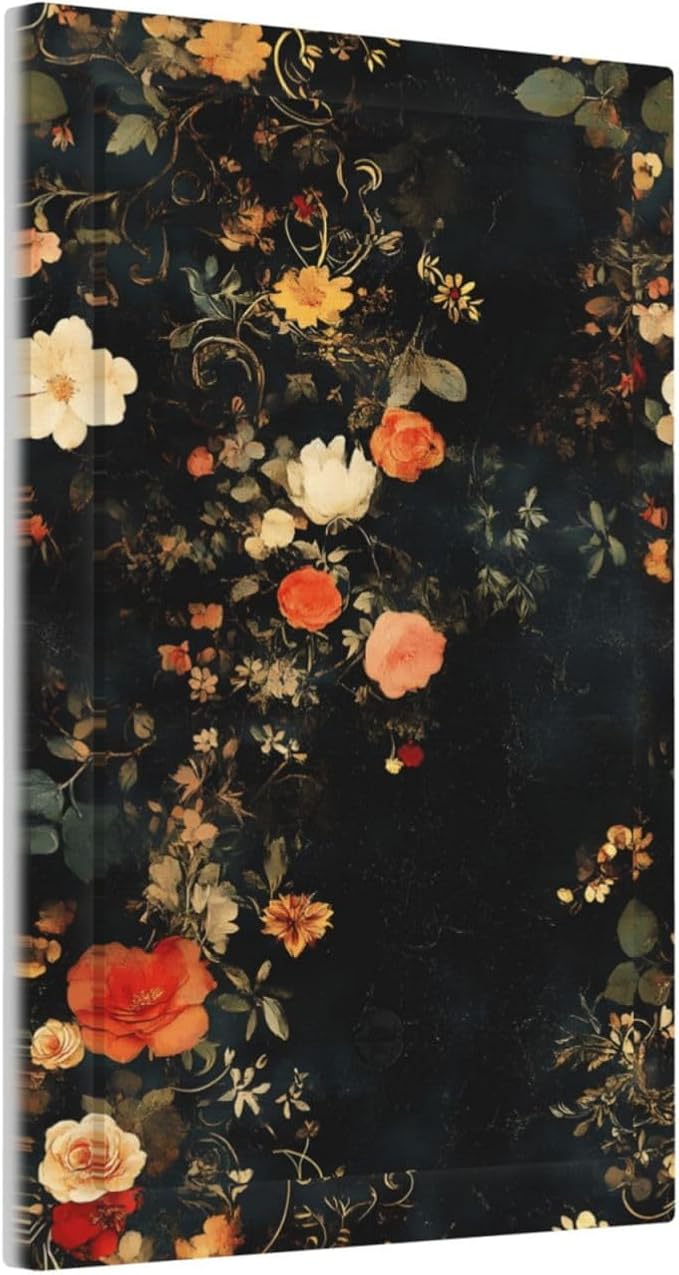 Vintage Orange Pink Black Roses Floral Flower Light Switch Cover Plate 1 Gang No Device Blank Electrical Wall Plates Faceplate Decorative Switch Plate Covers for Farmhouse Bedroom Decor