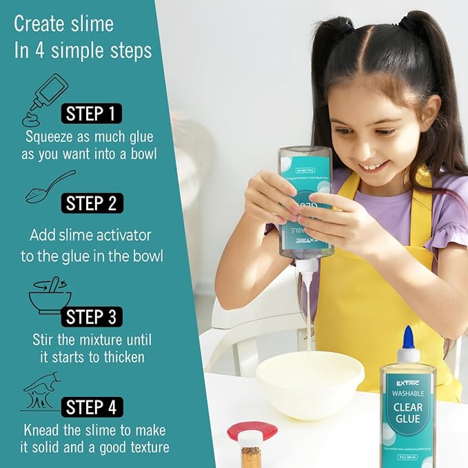Slime Kit for Girls and Boys, Slime Activator with 2 Clear Glue, Slimes Making Kit, Great for Gifting and Party's