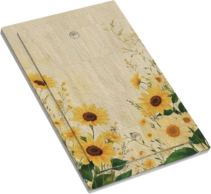 Decorative Blank Wall Plate with Vintage Botanical Sunflower Field Design Single Gang No Device Outlet Covers 1 Gang Light Switch Covers for Nature Yellow Blooms Wall Decor