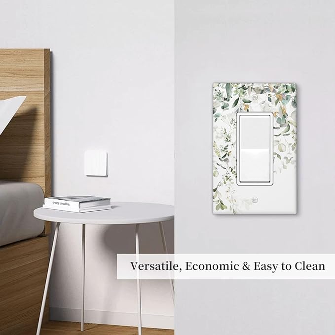 Green Leaves Watercolor Single Gang Rocker Light Switch Cover Plates Decorative Outlet Covers, 1 Gang Rocker Wall Plate