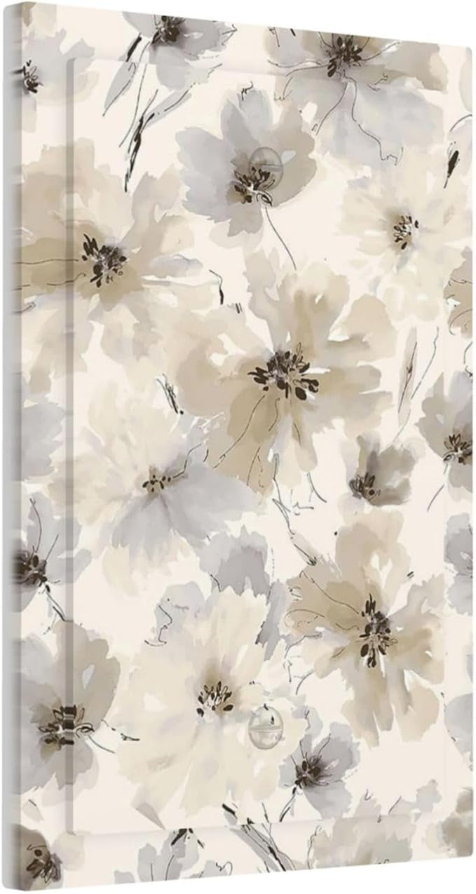 Light Switch Cover Plate Beige Flower Watercolor Flower 1 Gang No Device Blank Wall Plate Decorative Switch Plate Covers Electrical Outlet Cover for Bedroom Home Decor