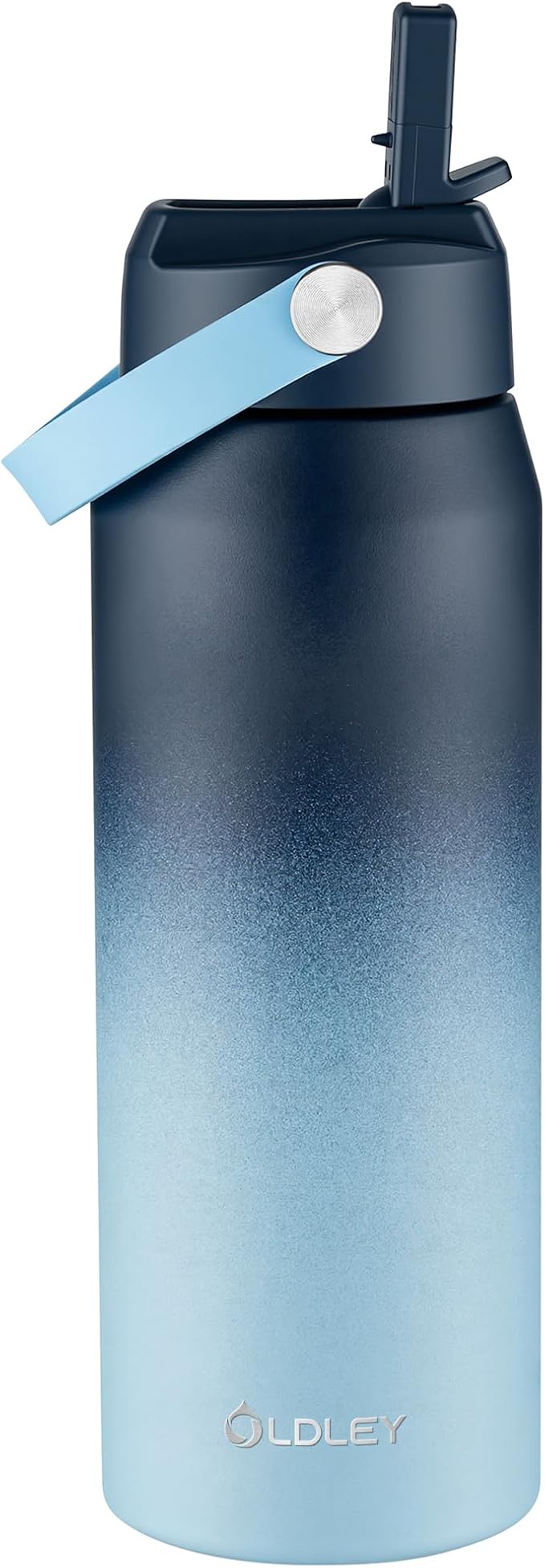 Oldley 24oz Insulated Water Bottle with Straw, Stainless Steel Water Bottle for Sports, Travel, School, BPA-Free Sports Bottles for Adult Kids, Leak-Proof, Blue Gradient