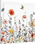Spring Vibrant Wildflower Blossom Double Toggle Wall Plate Red Colored Country Vintage Floral Wild Butterfly Flowers Decorative 2-Gang Light Switch Cover Electrical Receptacle Outlet Face Plate Cover