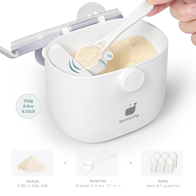 Termichy Baby Formula Dispenser, Portable Formula Dispenser Container with Scoop and Carry Handle for Travel Outdoor Activities for Baby Infant, 500ml 2Pack