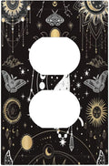 White Cat Tarot Moon Phases Moth Celestial Gothic Outlet Covers 1 Gang Duplex Light Switch Cover Decorative Switch Plates Electrical Receptacle Faceplate Wall Plate for Kids Room Bedroom Decor
