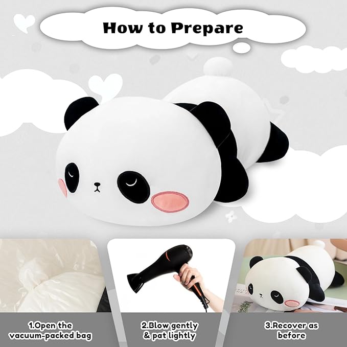 Finebee Weighted Panda Stuffed Animals, Cute Weighted Panda Plush, Soft Stuffed Weighted Plushie Pillow Gifts for Girls Boys(9.8" 0.8Lbs)