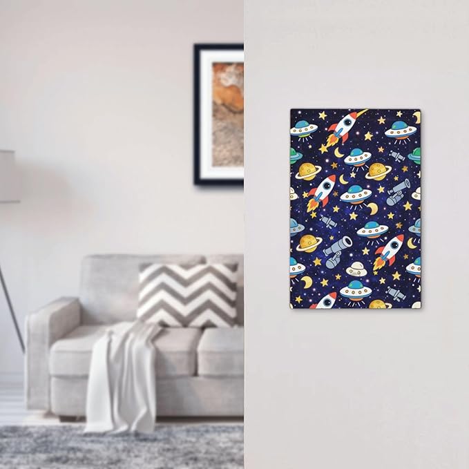 Decorative Light Switch Cover Plate Blue Space-themed Rocket Spaceship 1 Gang No Device Single Blank Outlet Covers Wall Plates for Electrical Outlets Faceplate for Children's Room Decor