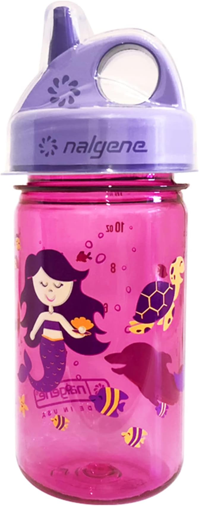 Nalgene Kids Sustain Grip-N-Gulp Water Bottles Made with Material Derived from 50% Plastic Waste, Leak Proof Sippy Cup, Durable, BPA and BPS Free, Dishwasher Safe, Reusable, 12 Ounces, Orange Volcano