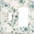 Boho Green White Eucalyptus Leaf Floral Outlet Covers 1 Toggle 1 Rocker Combination Decorative Wall Plate Electrical Switch Plates Light Switch Cover Plate for Farmhouse Living Room Decor