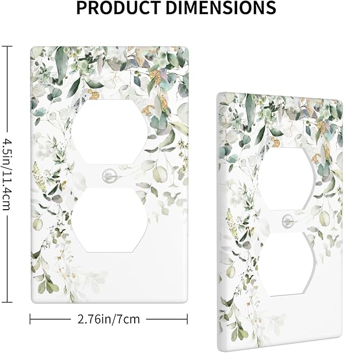 Green Leaves Watercolor Outlet Covers Decorative Electrical Outlets Duplex Outlet 1-Gang Wall Plate Receptacle Wall Outlet Cover