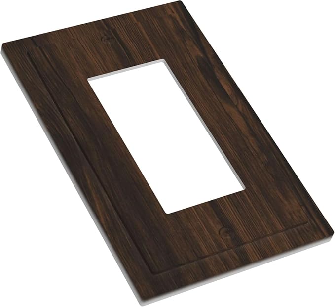 Outlet Covers Dark Brown Wood Grain Rustic Country Single Rocker Light Switch Covers Decorative 1 Gang Gfci Wall Plates Socket Cover Electrical Switch Plate Covers for Farmhouse Home Decor