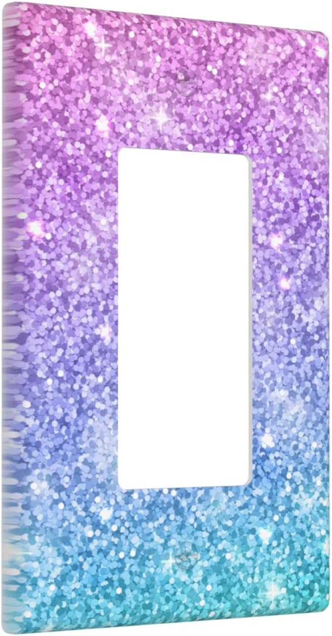 Pink Blue Mermaid Single Gang Rocker Light Switch Cover Plates Decorative Outlet Covers, 1 Gang Rocker Wall Plate