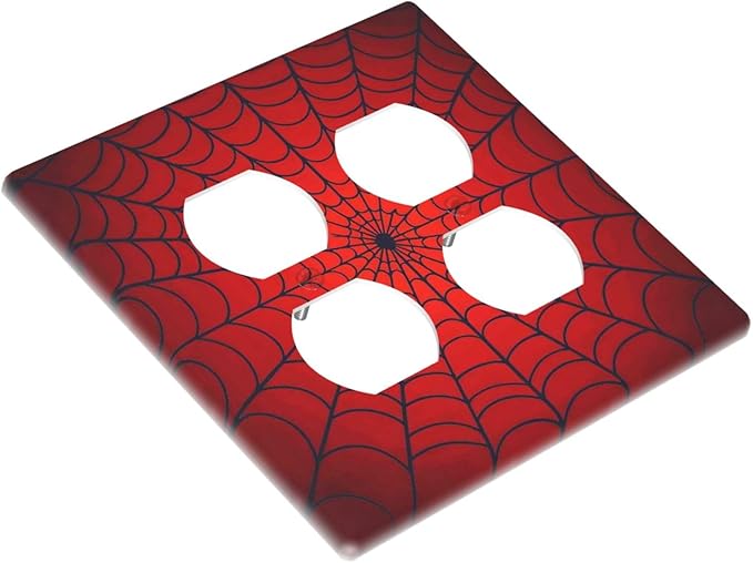 Red Spider Web Black Line Simplicity Outlet Covers 2 Gang Double Duplex Decorative Light Switch Covers Electrical Wallplates Socket Faceplate For Kids Room Home Decor
