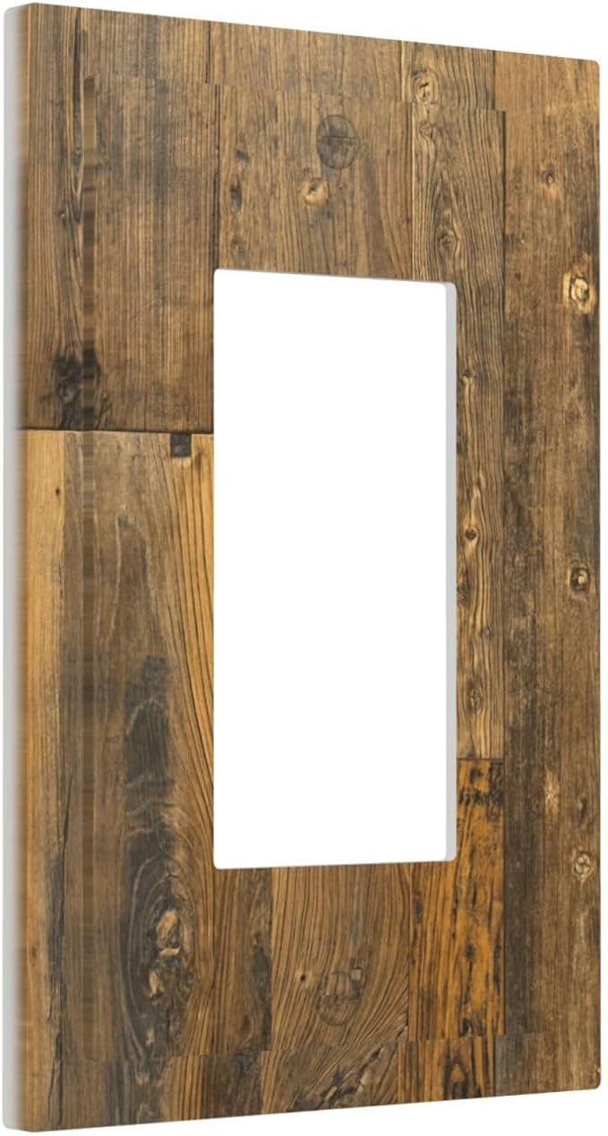 Brown Wood Vintage Rustic Old Board Decorative Outlet Covers 1 Gang Single Rocker Light Switch Cover Plate Wall Plates GFCI Faceplate for Farmhouse Home Decor